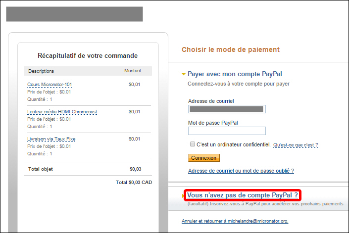 Pas de compte PayPal