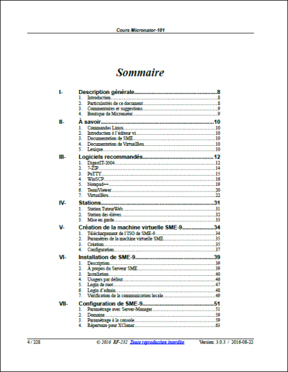 RF-232 Cours Micronator-101 Sommaire P1