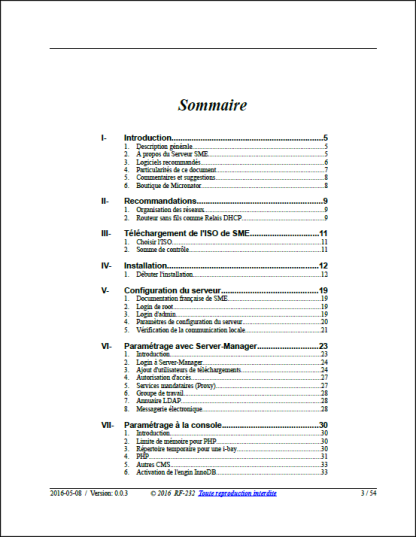 RF-232 SME-9.1 Installation Sommaire P1