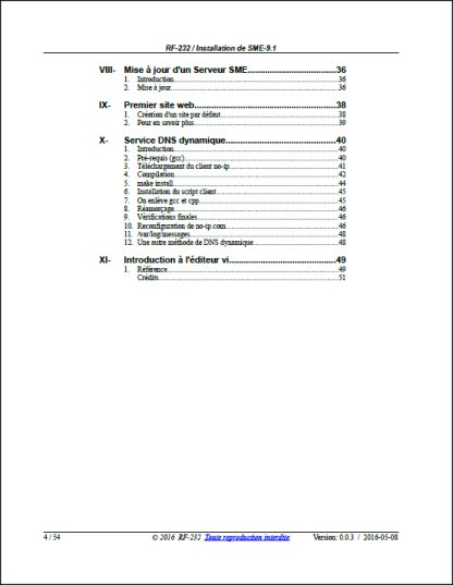 RF-232 SME-9.1 Installation Sommaire P2