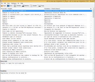 Traduction française (fr_FR) pour l’extension WordPress: All-in-One WP Migration