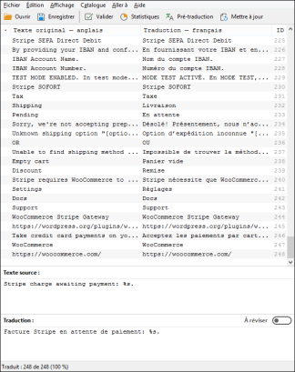 PoEdit, traduction française de WooCommerce Stripe Gateway